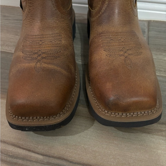 Justin Lathey Nano Composite Square Toe Work Boots Brown Red Women's Size 6 - Picture 3 of 12